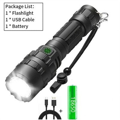 1600 Lumens LED USB Rechargeable Tactical Mechanics Flashlight Fixed Beam