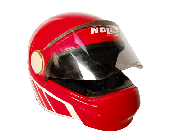 Original Vintage Nolan Ninja N42 Red & White Motorcycle Helmet made In Italy