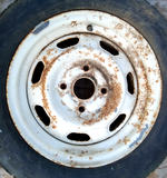 1973–81 Toyota Celica Corolla 14x5.5 OE Steel Wheel Rim With Studded Winter Tire